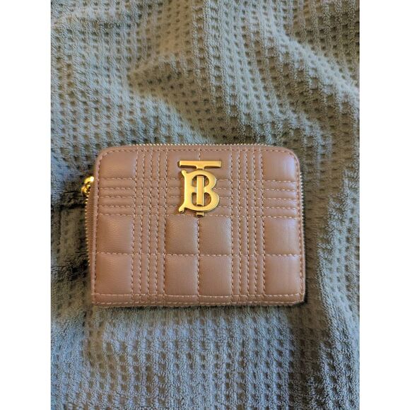 Authentic Burberry TB Women’s Camel Brown Compact Quilted Leather wallet - Picture 1 of 8
